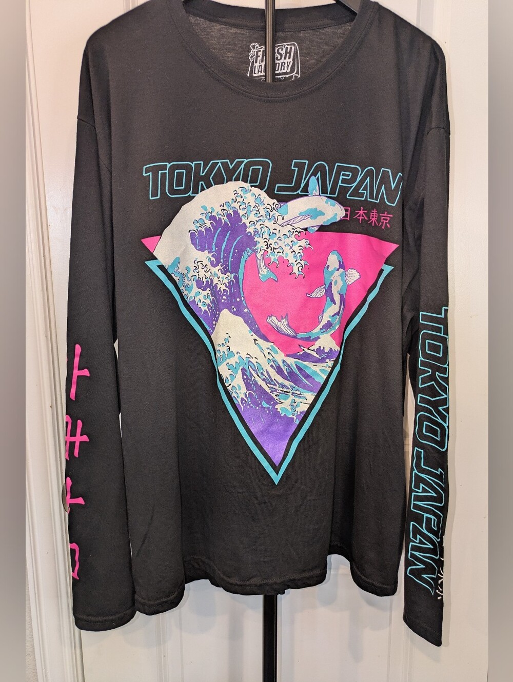 Fresh Laundry Tokyo Japan Koi Wave Graphic Long Sleeve Shirt 2XL